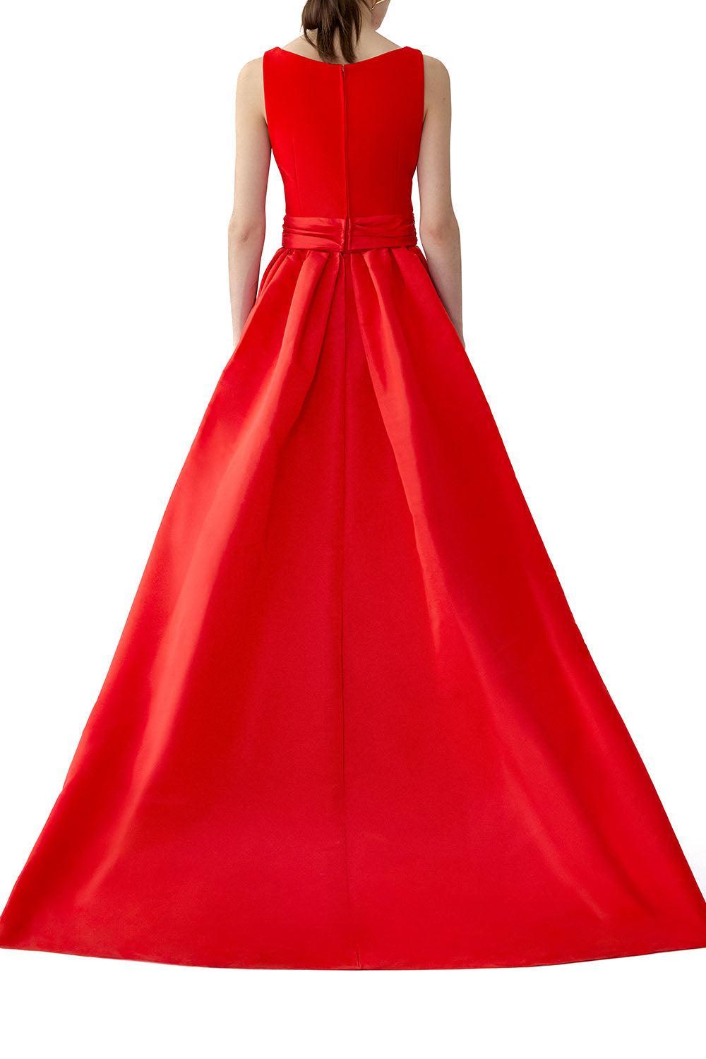 Sleeveless Boatneck Gown-RED-4-CLOTHINGDRESSGOWN-CAROLINA HERRERA