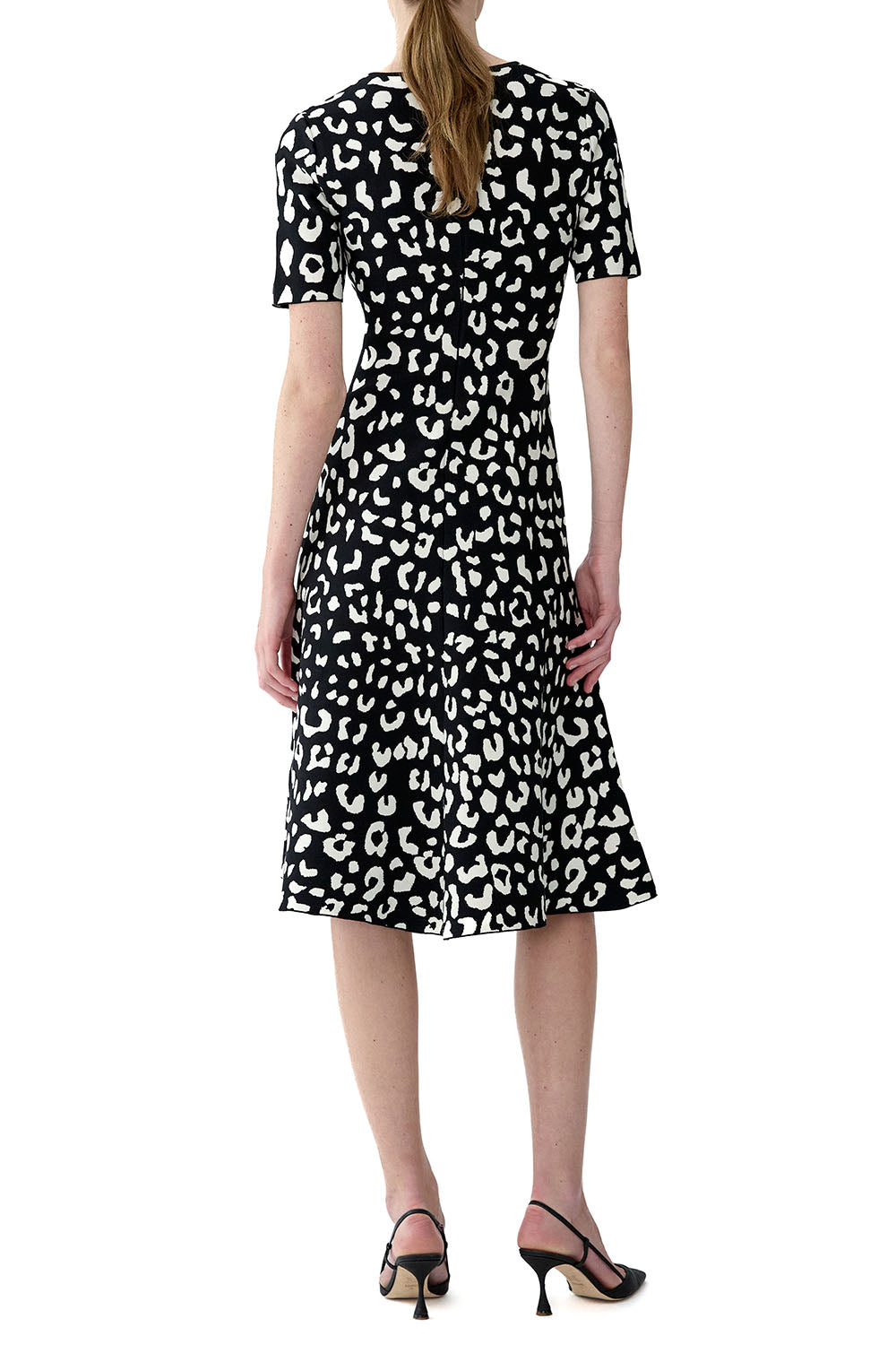Short Sleeve Fit and Flare Dress-NOVELTY-S-CLOTHINGDRESSCASUAL-CAROLINA HERRERA