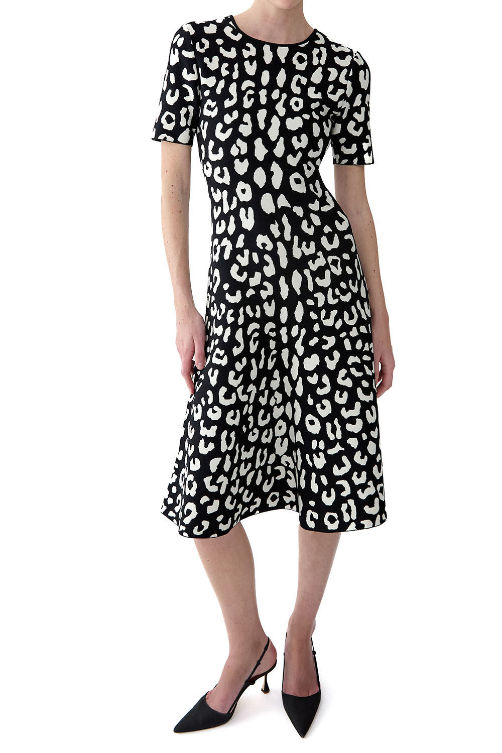 Short Sleeve Fit and Flare Dress-NOVELTY-S-CLOTHINGDRESSCASUAL-CAROLINA HERRERA