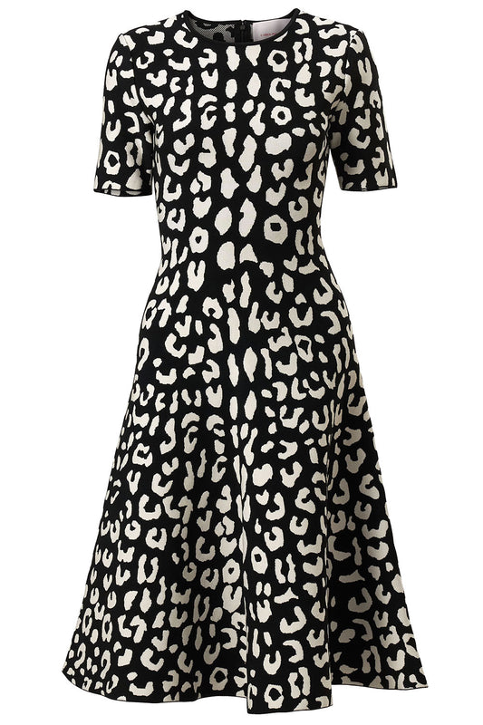 Short Sleeve Fit and Flare Dress-NOVELTY-S-CLOTHINGDRESSCASUAL-CAROLINA HERRERA