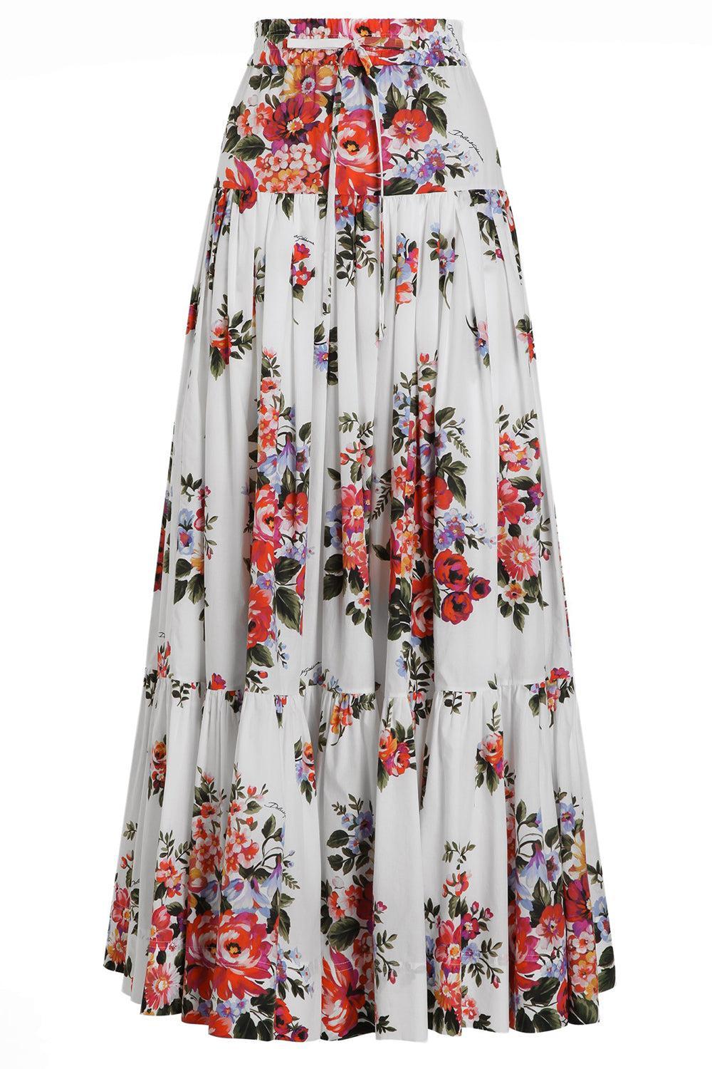 Tie Front Floral Maxi Skirt-FLORAL-40-CLOTHINGSKIRTMIDI-DOLCE & GABBANA