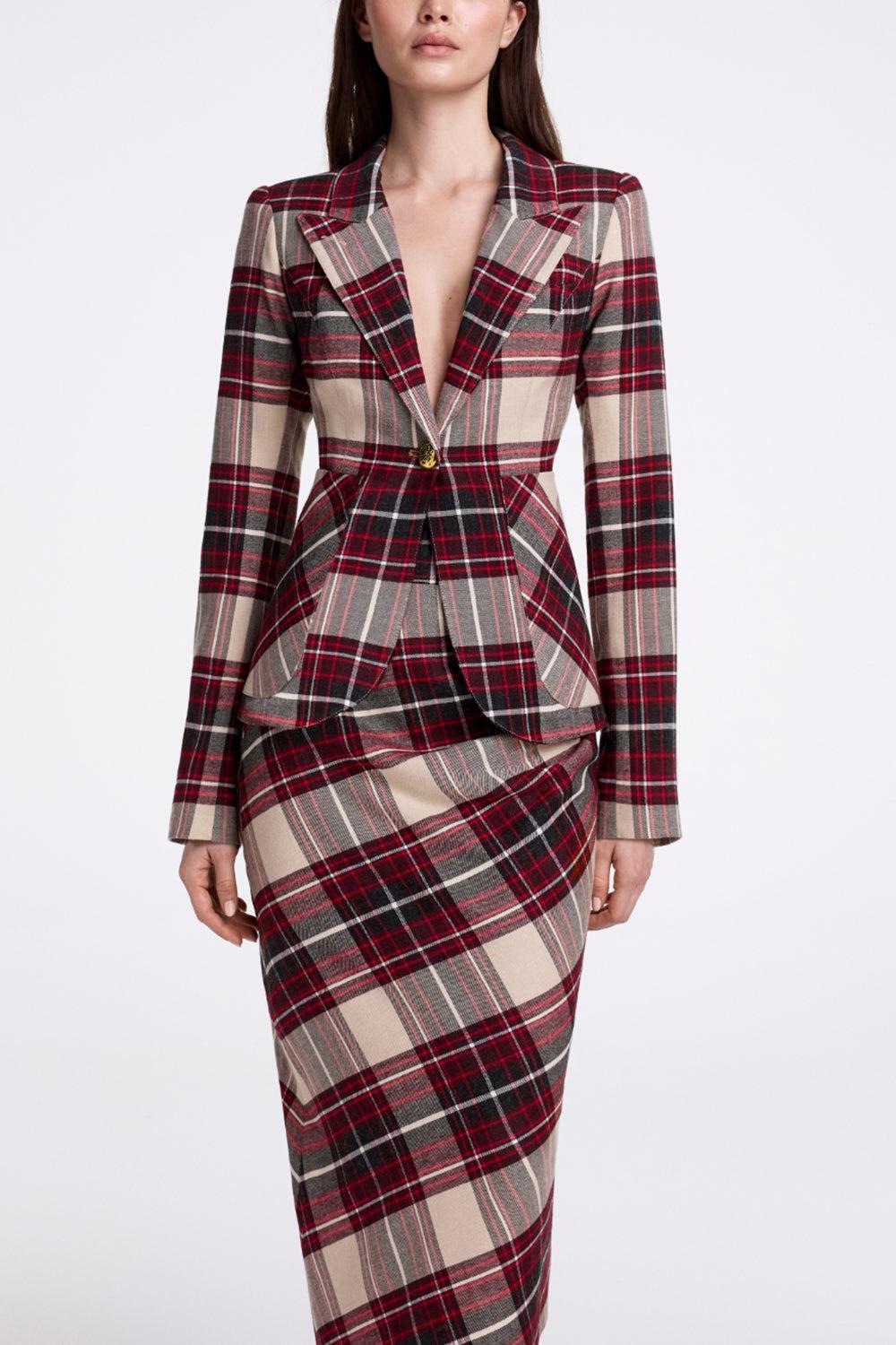 Duchess Blazer - Garnet Plaid-GARNET-4-CLOTHINGJACKETBLAZERS-SMYTHE