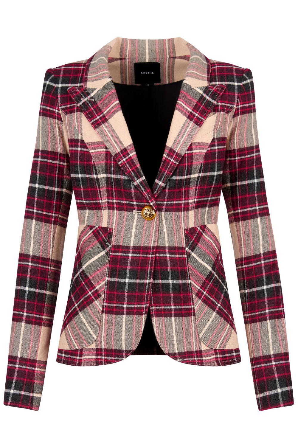 Duchess Blazer - Garnet Plaid-GARNET-4-CLOTHINGJACKETBLAZERS-SMYTHE