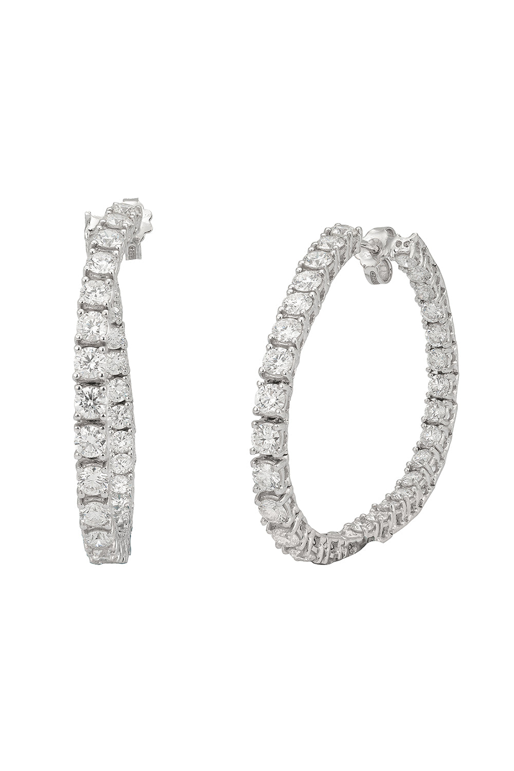 Diamond Peek A Boo Flex Hoop Earrings-WHITE GOLD-JEWELRYFINE JEWELEARRING-ZYDO