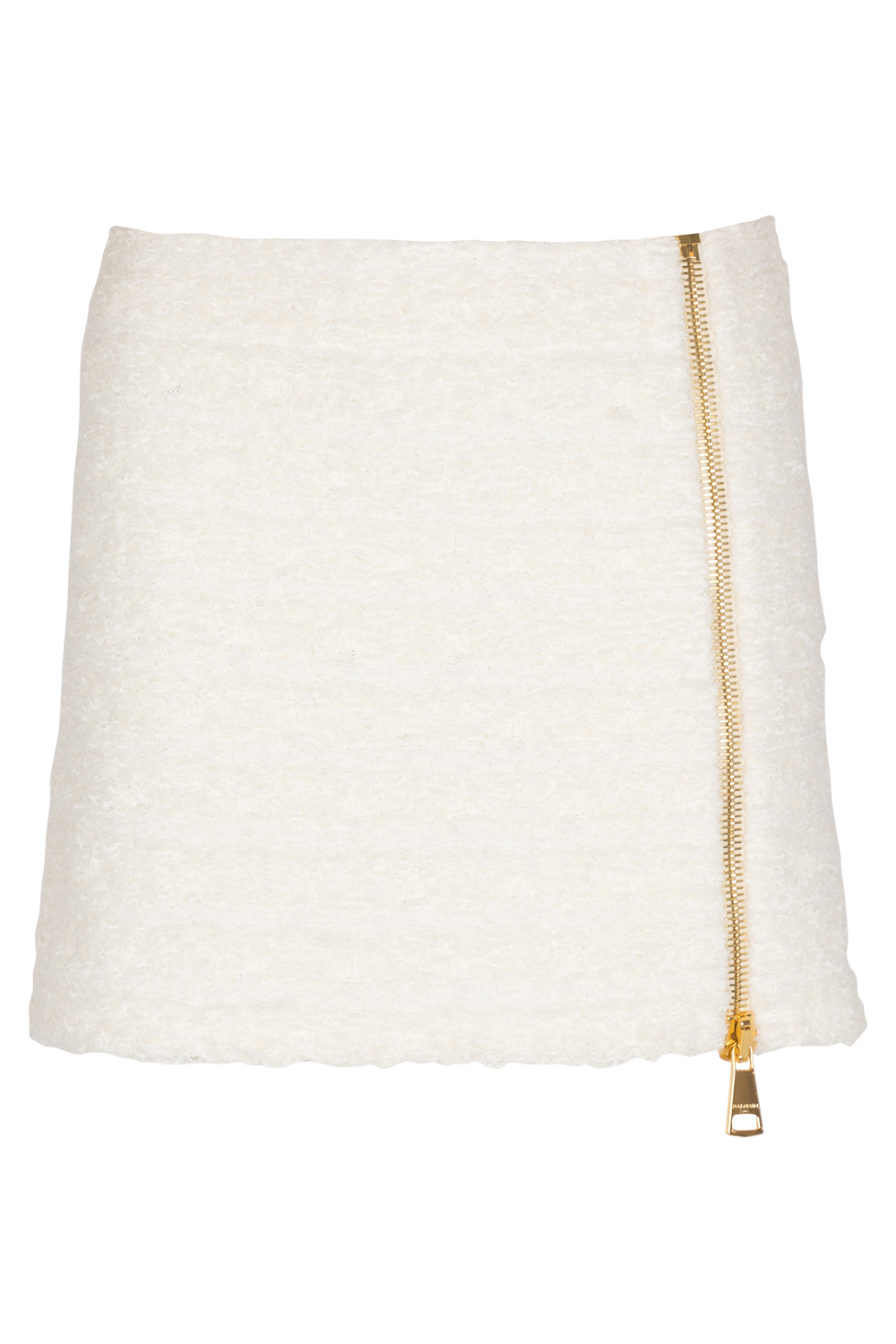 Side Zip Knit Mini Skirt-NATUREL-36-CLOTHINGSKIRTMINI-BALMAIN