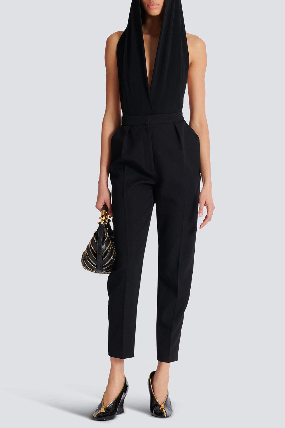 Tailored Grain De Poudre Pants-NOIR-36-CLOTHINGPANTSLIM FIT-BALMAIN