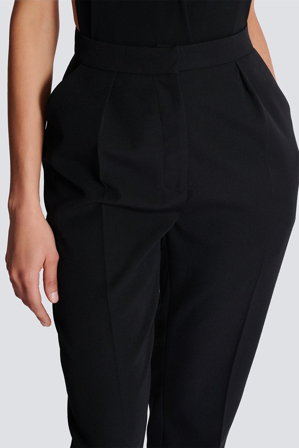 Tailored Grain De Poudre Pants-NOIR-36-CLOTHINGPANTSLIM FIT-BALMAIN