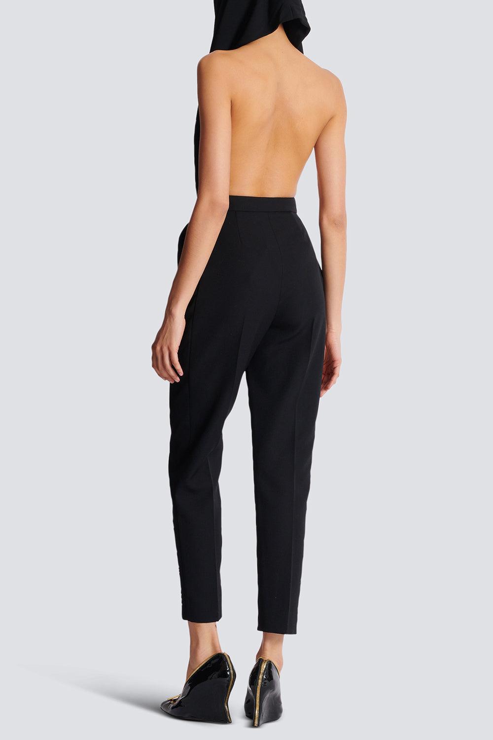 Tailored Grain De Poudre Pants-NOIR-36-CLOTHINGPANTSLIM FIT-BALMAIN