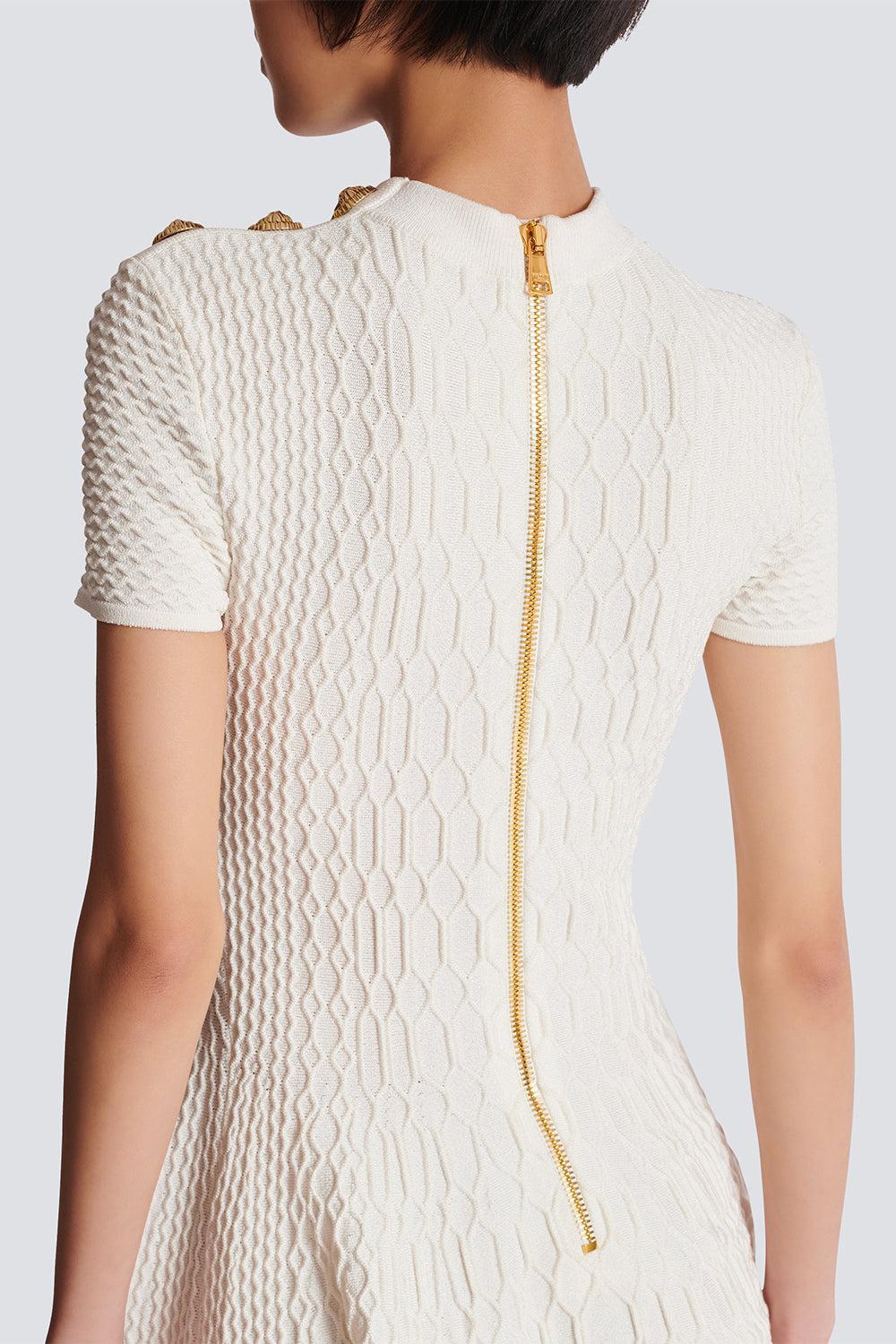 Three Button Flare Dress-NATUREL-34-CLOTHINGDRESSCASUAL-BALMAIN