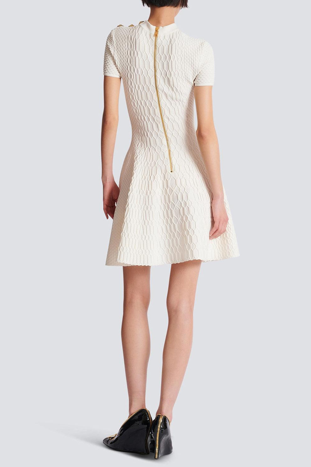 button flare dress Three Button Flare Dress