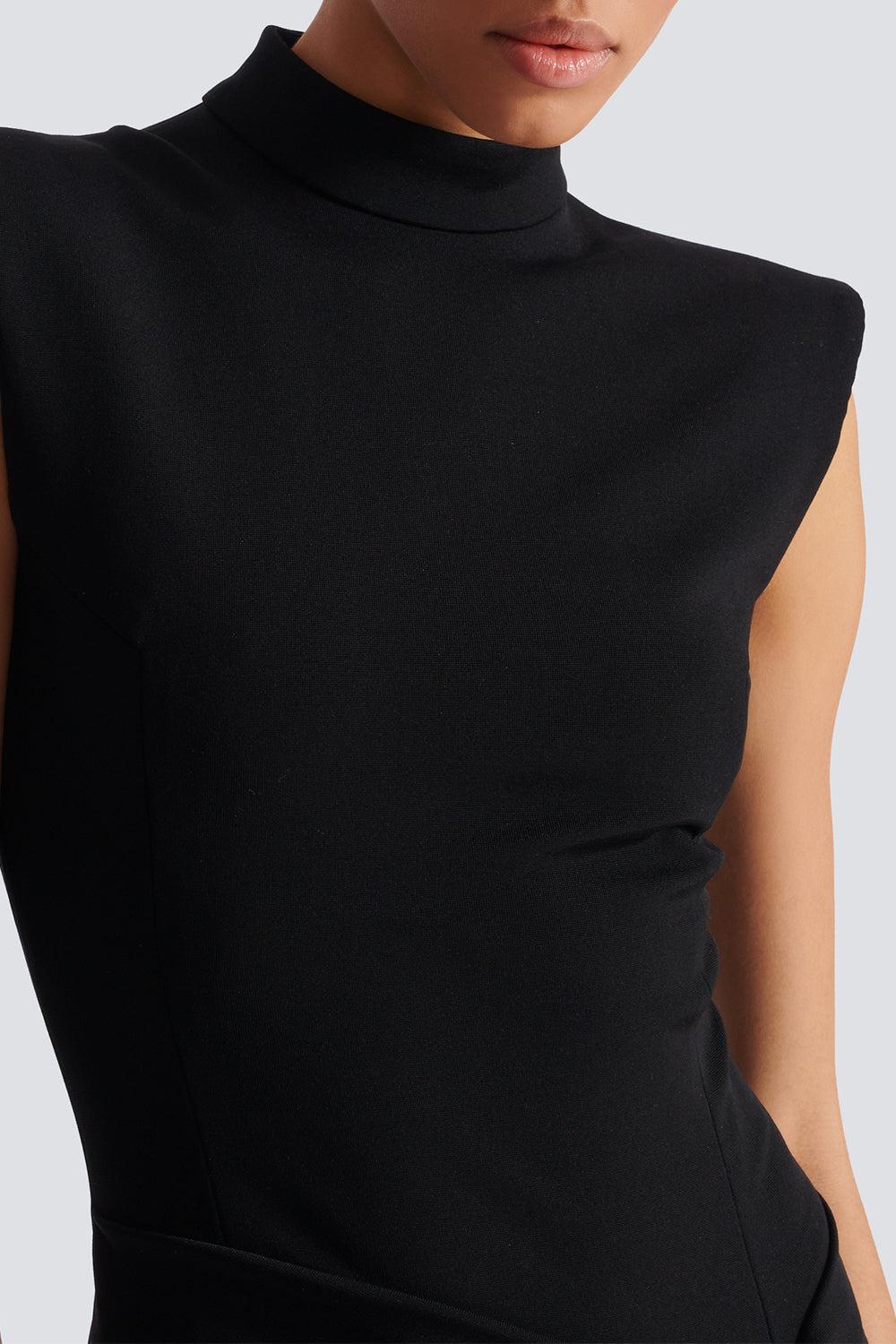 Zip Slit Dress-NOIR-36-CLOTHINGDRESSCOCKTAIL-BALMAIN