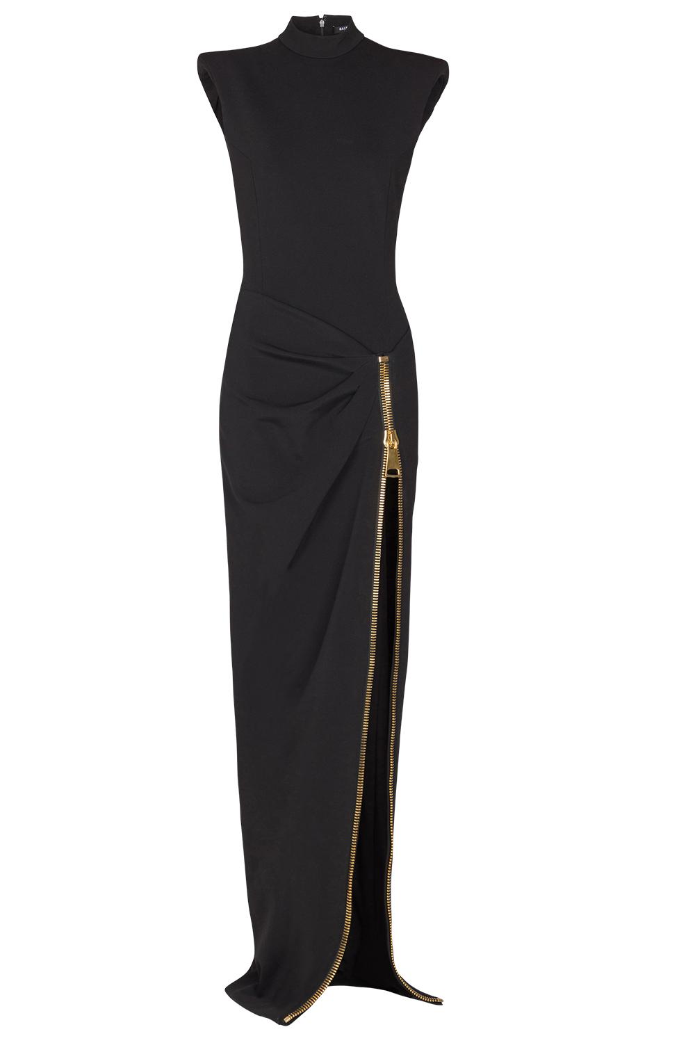 Zip Slit Dress-NOIR-36-CLOTHINGDRESSCOCKTAIL-BALMAIN