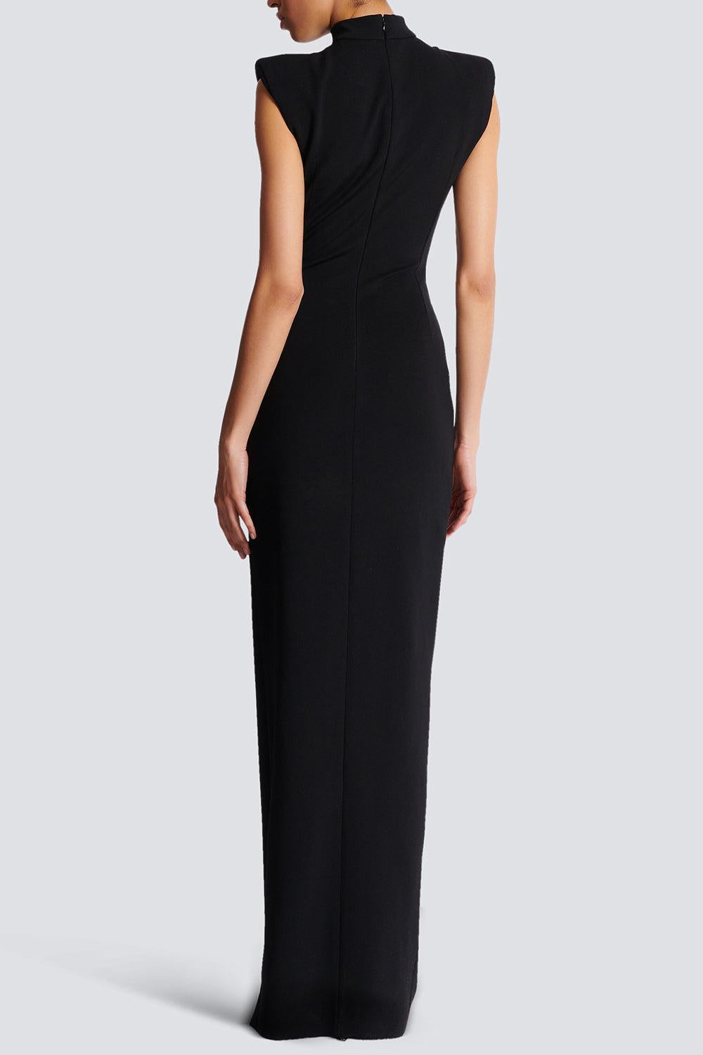 Zip Slit Dress-NOIR-36-CLOTHINGDRESSCOCKTAIL-BALMAIN