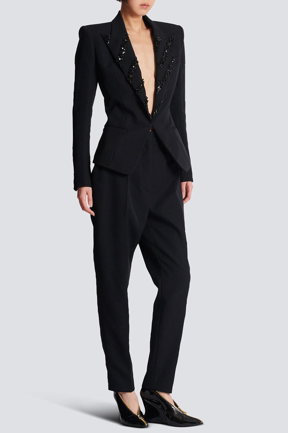 Six Button Crystal Jacket-NOIR-36-CLOTHINGJACKETBLAZERS-BALMAIN