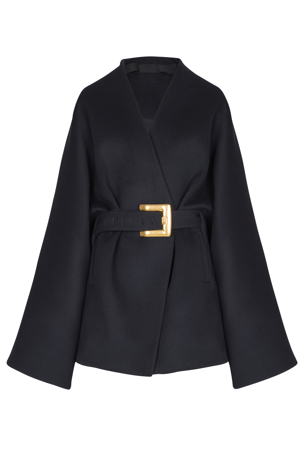 Belted Wrap Coat-MARINE-36-CLOTHINGJACKETEVENING-BALMAIN