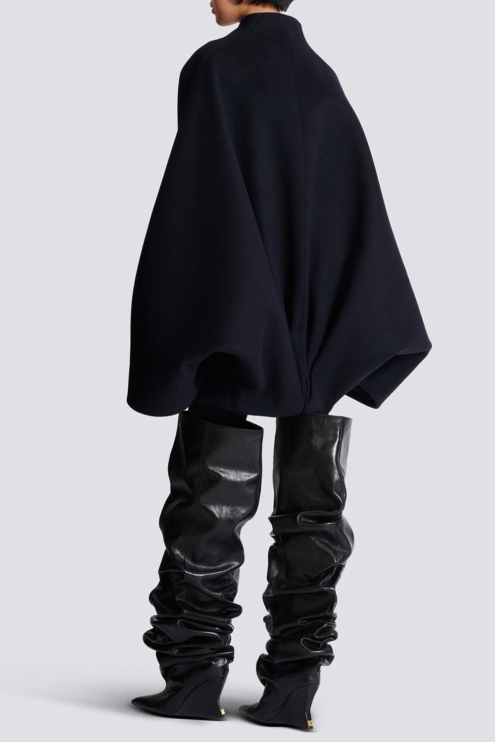 Belted Wrap Coat-MARINE-36-CLOTHINGJACKETEVENING-BALMAIN