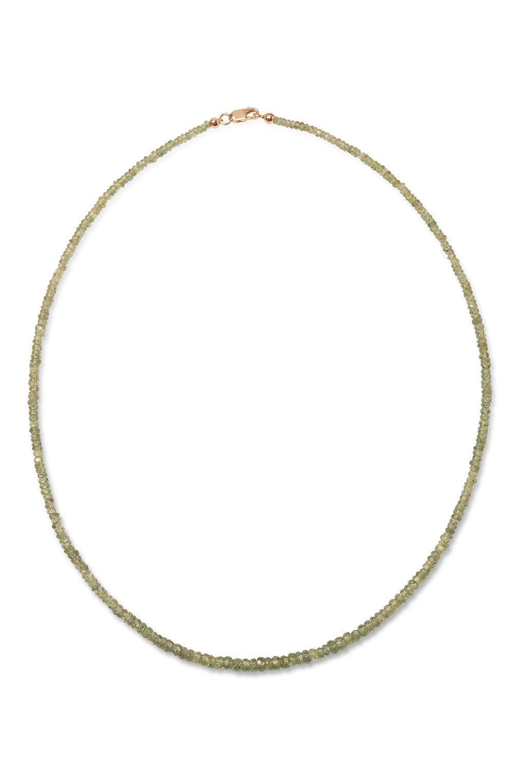 Green Sapphire Tiny Beaded Necklace-YELLOW GOLD-16-JEWELRYBOUTIQUENECKLACE O-LIZZIE FORTUNATO FINE