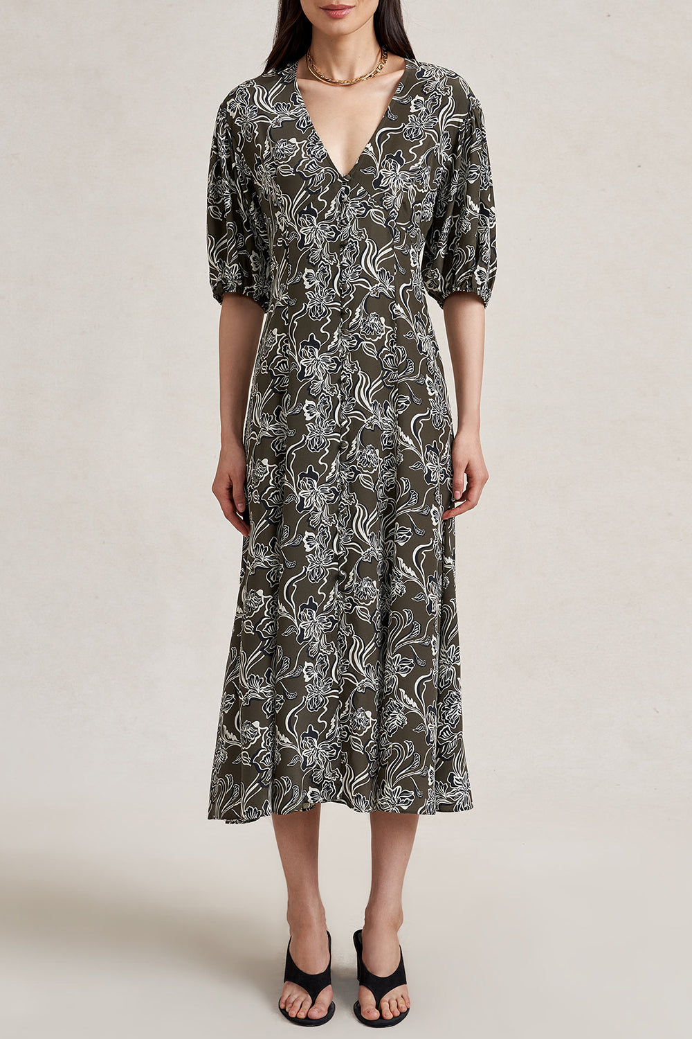 Florence Dress - Taupe Floral