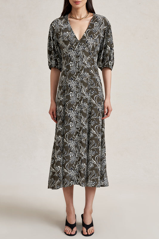 Florence Dress - Taupe Floral