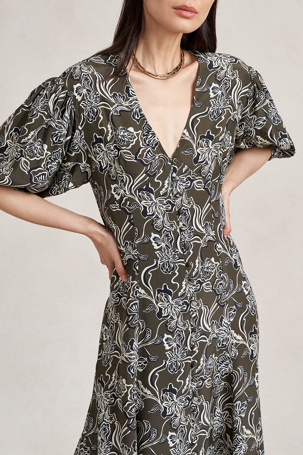 Florence Dress - Taupe Floral