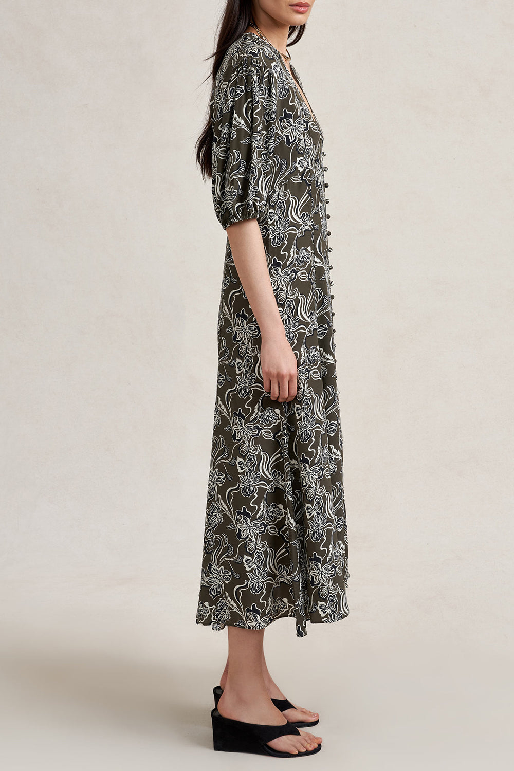 Florence Dress - Taupe Floral
