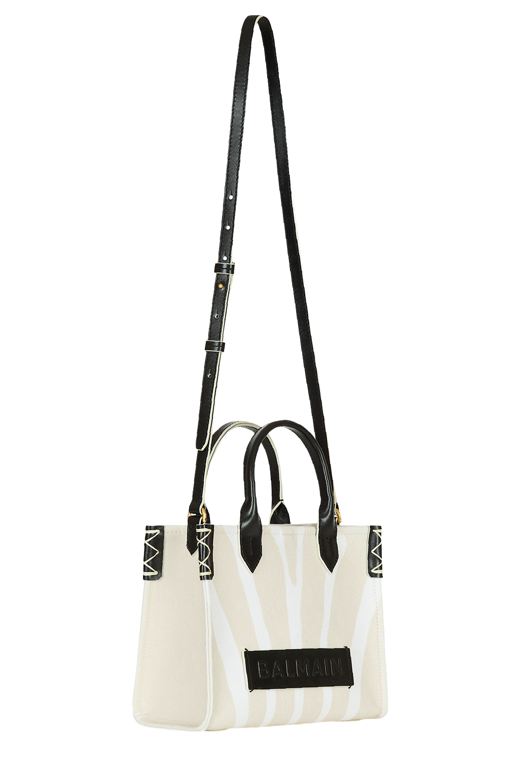  Small B-Army Shopper - Zebra Canvas-NTSABLNO-HANDBAGTOTES-BALMAIN 