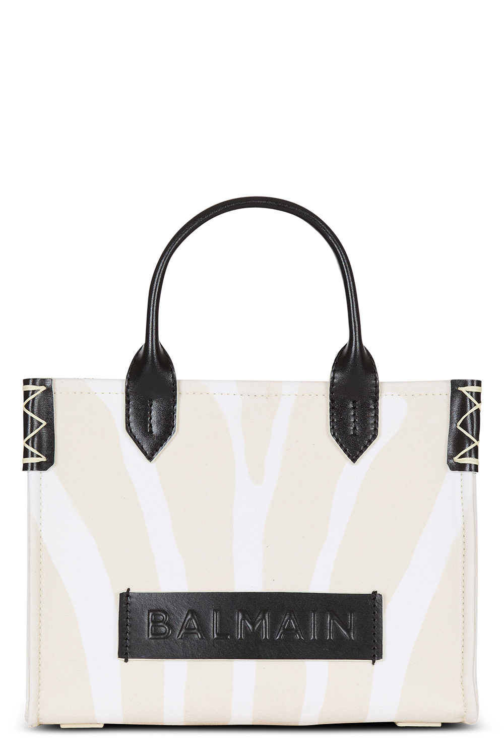 Small B-Army Shopper - Zebra Canvas-NTSABLNO-HANDBAGTOTES-BALMAIN