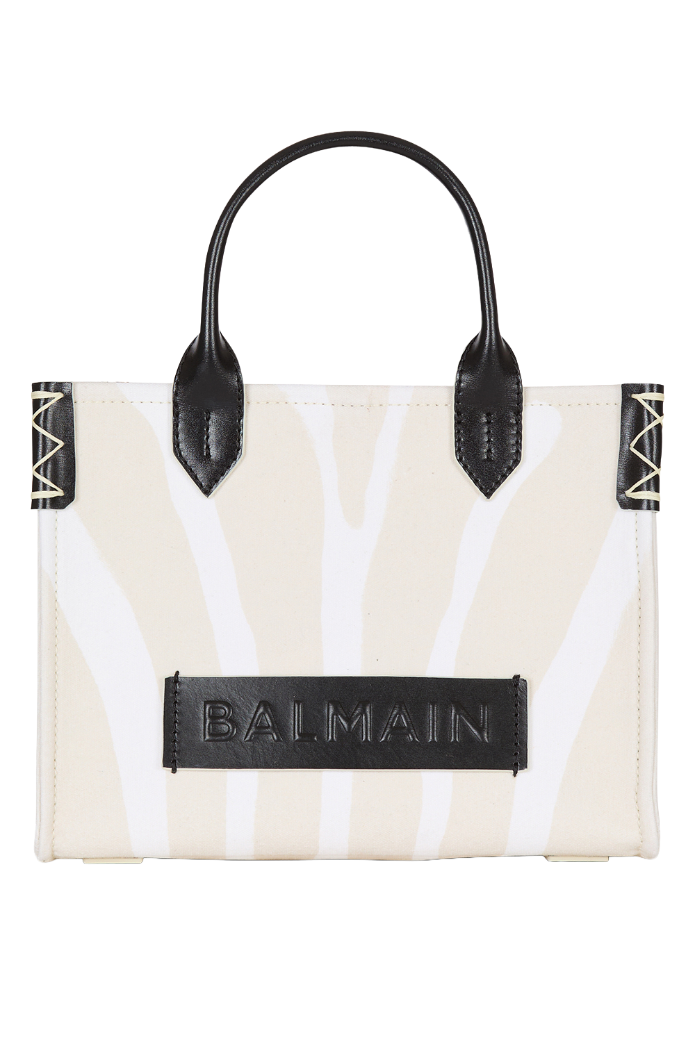 Small B-Army Shopper - Zebra Canvas-NTSABLNO-HANDBAGTOTES-BALMAIN