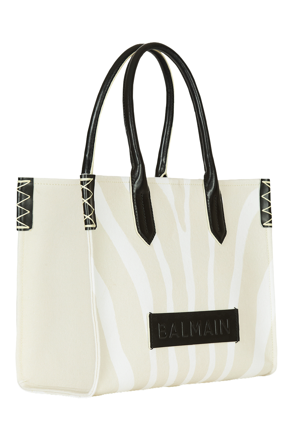  Medium B-Army Shopper Tote - Zebra Canvas-NTSABLNO-HANDBAGTOTES-BALMAIN 