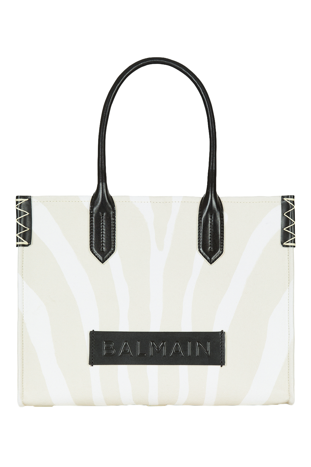 Medium B-Army Shopper Tote - Zebra Canvas-NTSABLNO-HANDBAGTOTES-BALMAIN