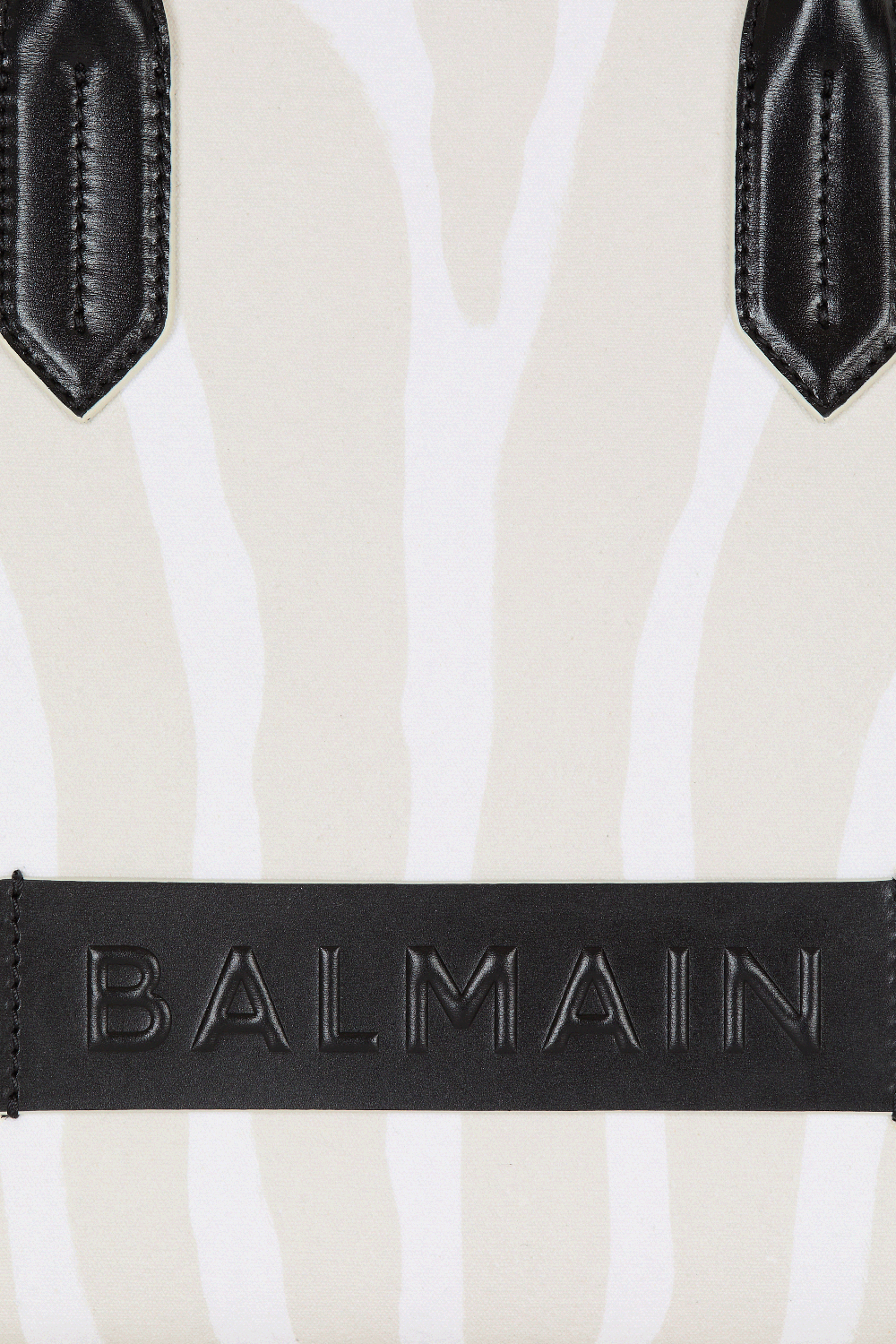 Medium B-Army Shopper Tote - Zebra Canvas-NTSABLNO-HANDBAGTOTES-BALMAIN