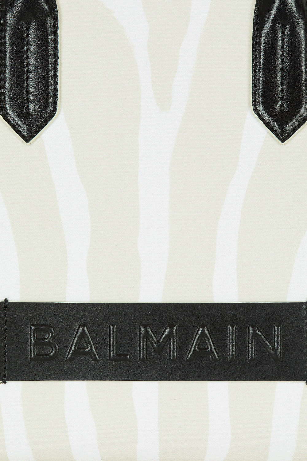 Medium B-Army Shopper Tote - Zebra Canvas-NTSABLNO-HANDBAGTOTES-BALMAIN