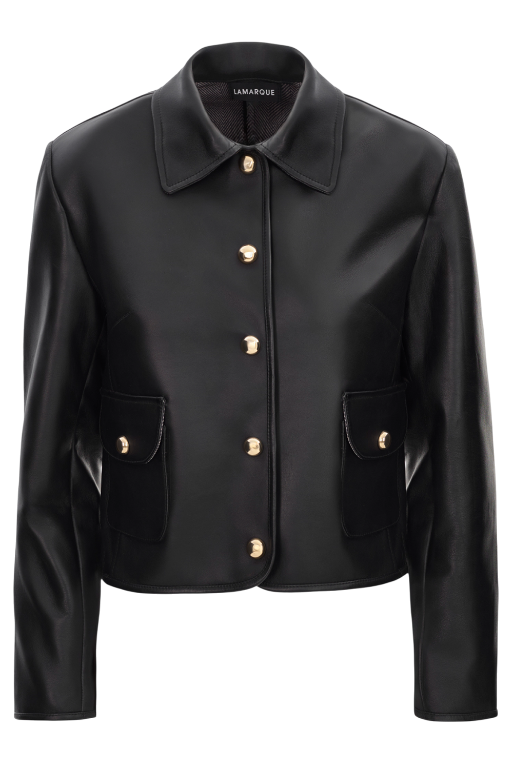 Francesca Crop Jacket - Black-BLACK-XS-CLOTHINGJACKETLEATHER-LAMARQUE