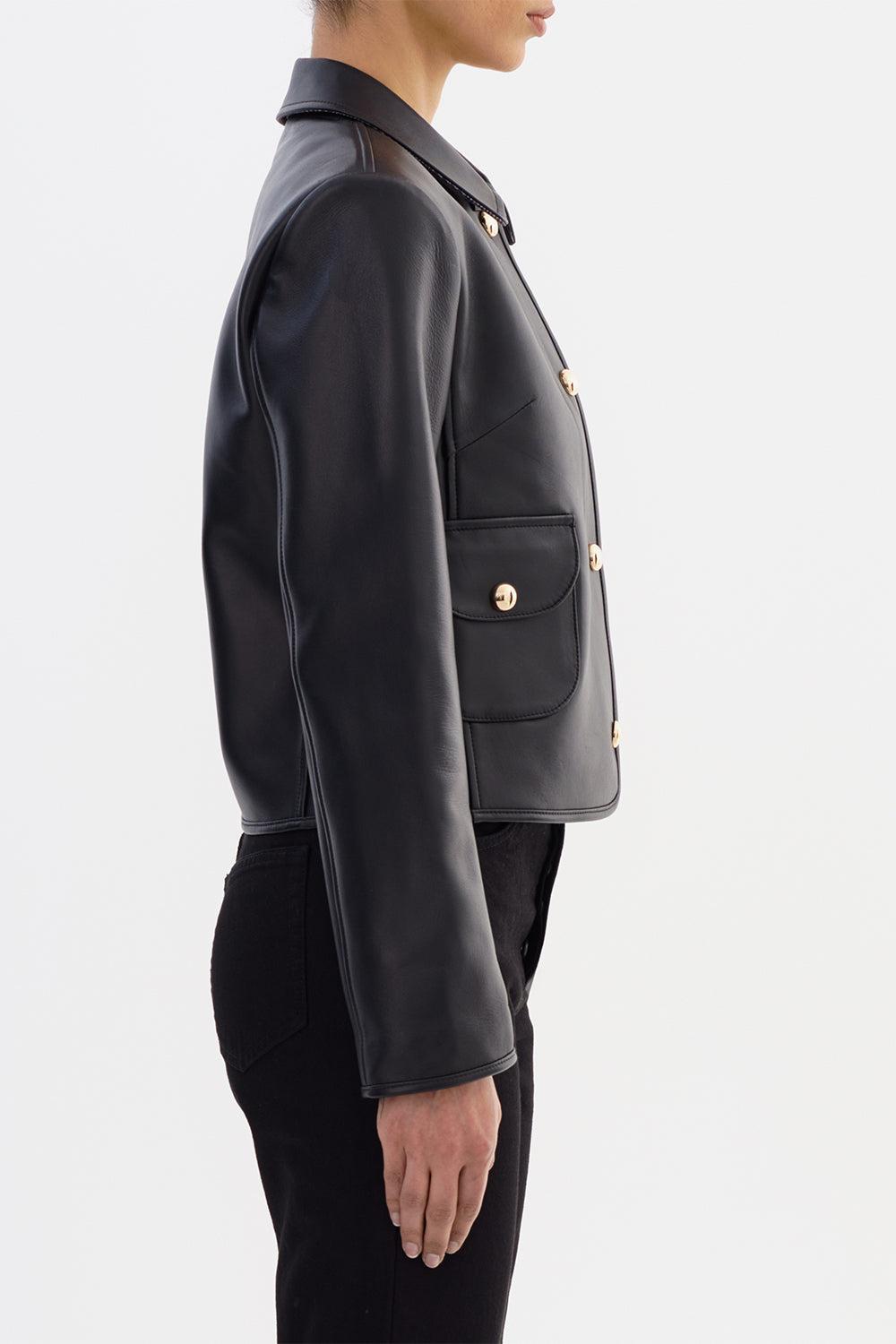 Francesca Crop Jacket - Black-BLACK-XS-CLOTHINGJACKETLEATHER-LAMARQUE