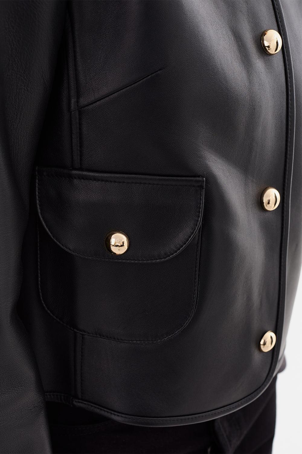 Francesca Crop Jacket - Black-BLACK-XS-CLOTHINGJACKETLEATHER-LAMARQUE