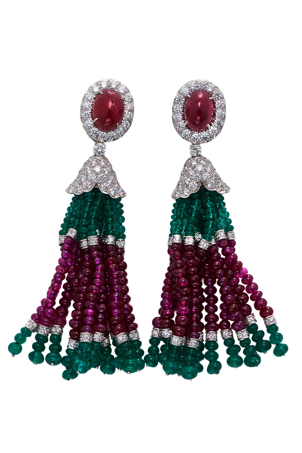 Ruby Diamond Tassel Earrings