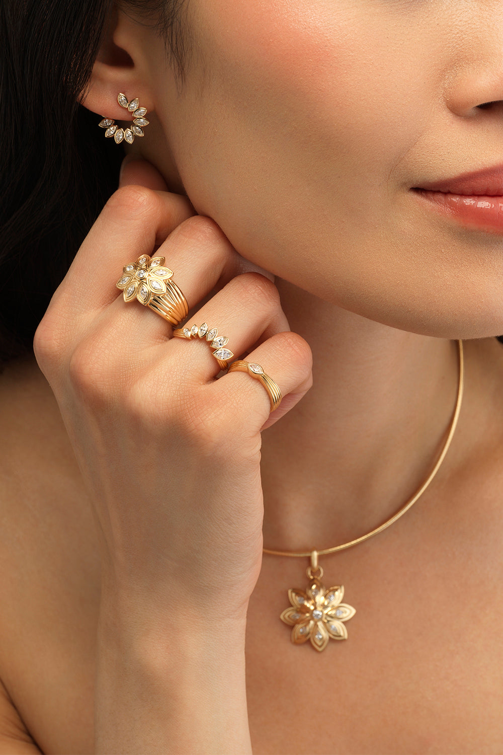 Diamond Flower Bloom Ring