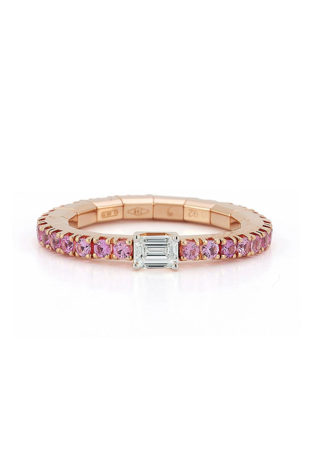 Pink Sapphire Diamond Stretch Ring-ROSE GOLD-6.5-JEWELRYFINE JEWELRING-ROBERTO DEMEGLIO