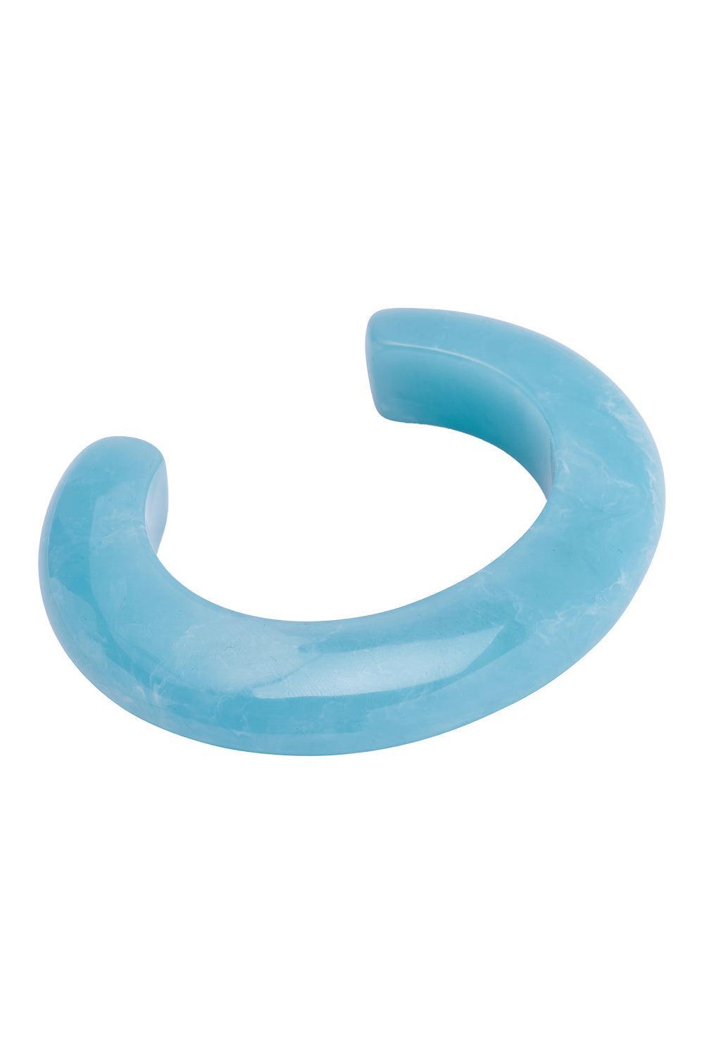 Aquamarine Marbled Ridge Cuff Bracelet-BLUE-JEWELRYBOUTIQUEBRACELET O-LIZZIE FORTUNATO