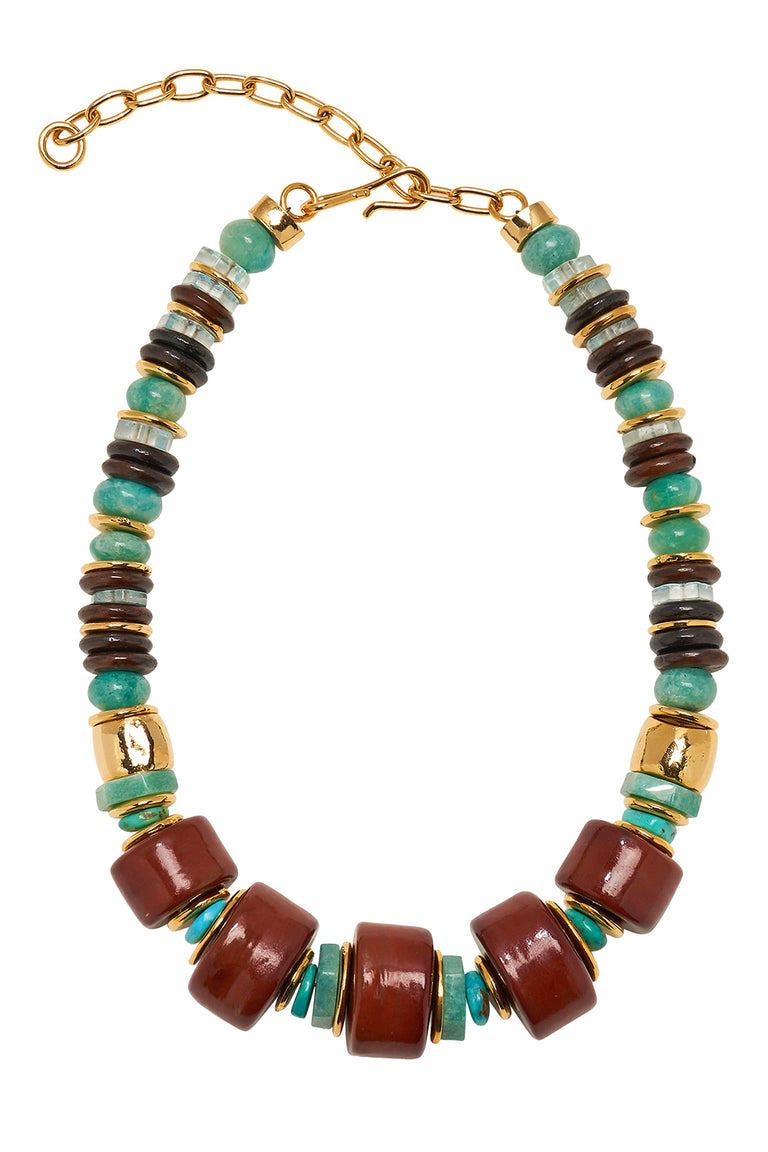 Granada Porcelain Turquoise Beaded Necklace