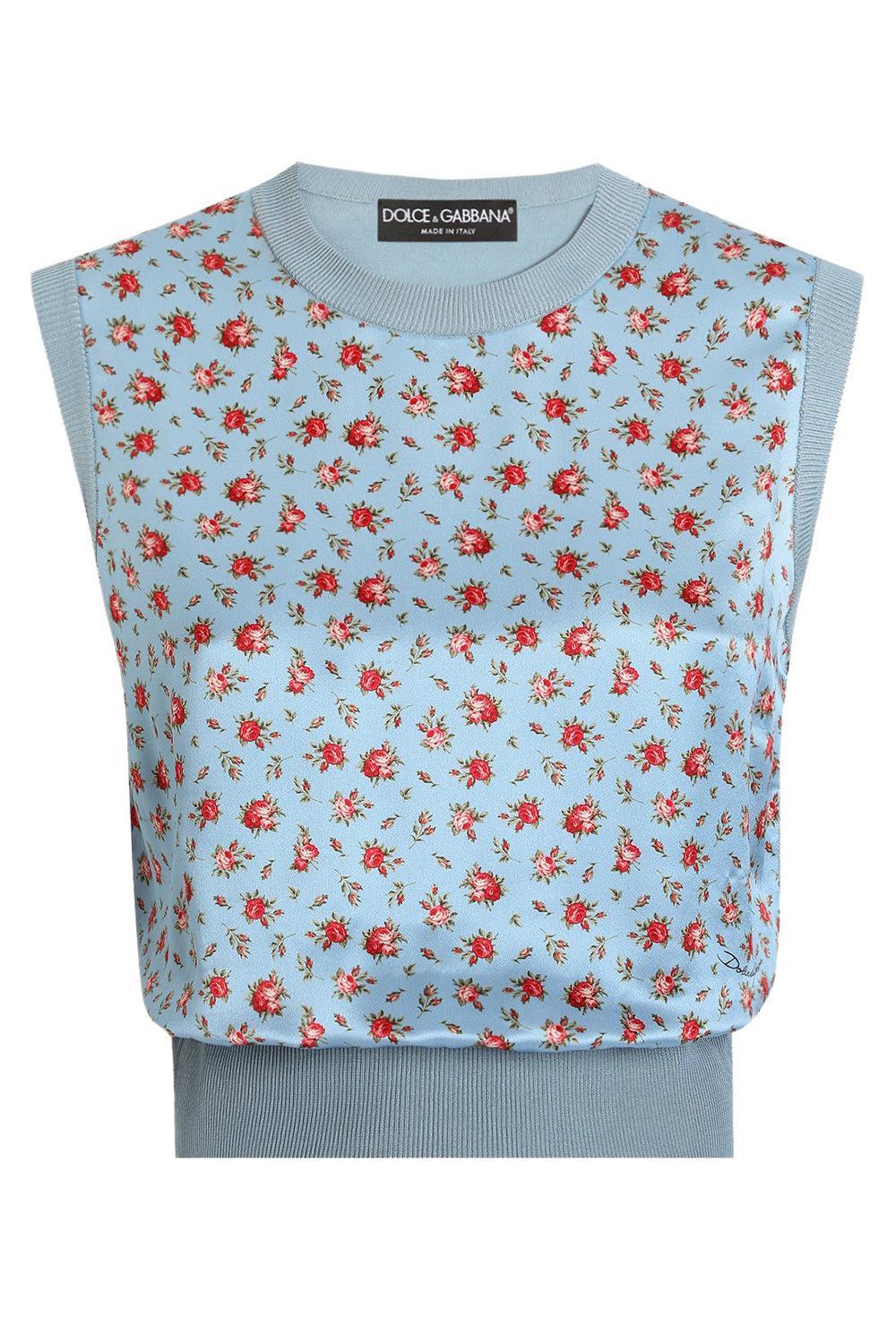 Floral Knit Tank Top-FLORAL-38-CLOTHINGTOPTANK-DOLCE & GABBANA