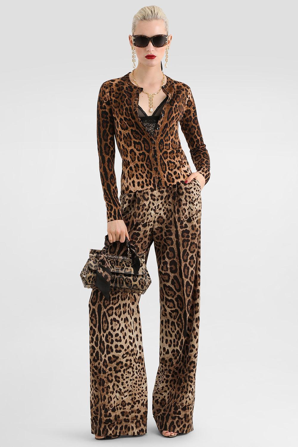 Knit Cardigan - Leo Print-ANIMAL-40-CLOTHINGTOPCARDIGAN-DOLCE & GABBANA