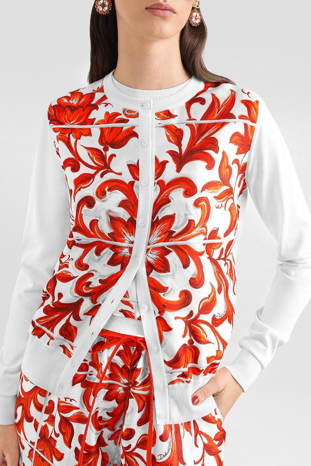 Maiolica Knit Cardigan-ORANGE-38-CLOTHINGTOPCARDIGAN-DOLCE & GABBANA