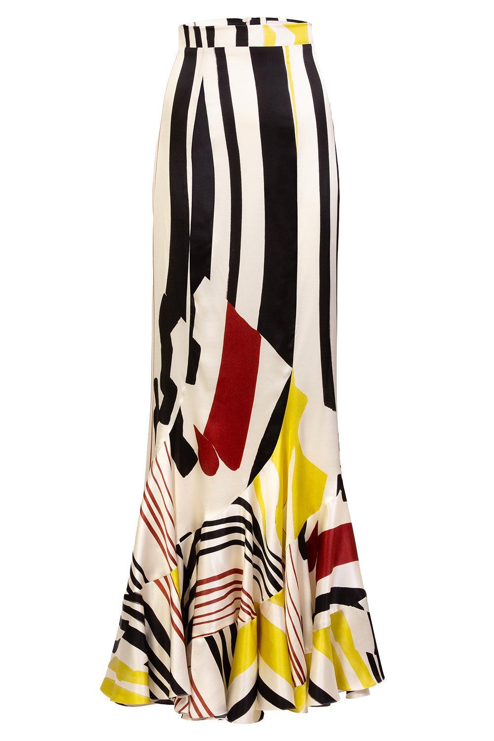 Florina Skirt - Distorted Multicolor Stripes-MULTI-XS-CLOTHINGSKIRTMAXI-SILVIA TCHERASSI