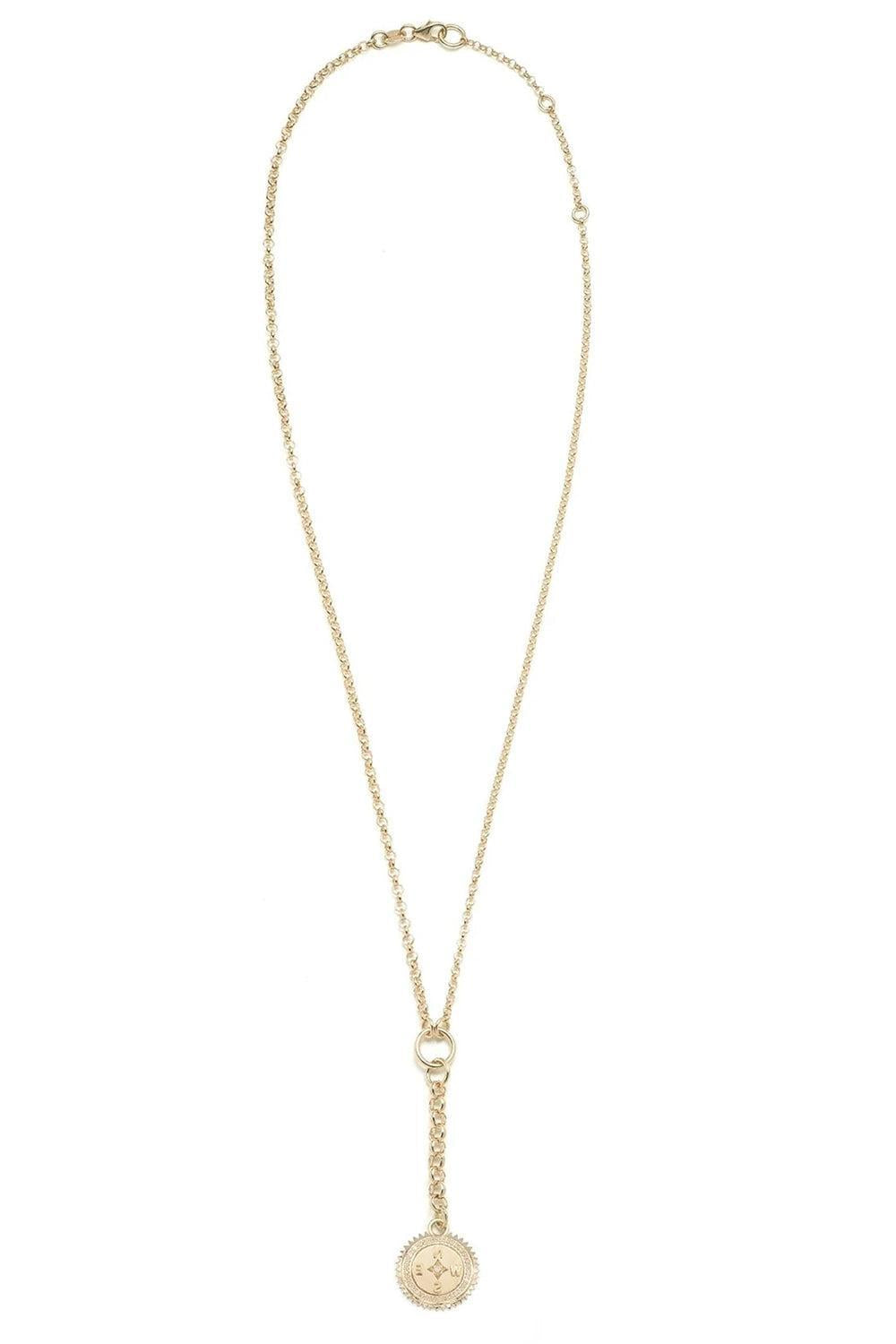 Internal Compass Small Mixed Belcher Extension Chain Necklace-YELLOW GOLD-JEWELRYFINE JEWELNECKLACE O-FOUNDRAE