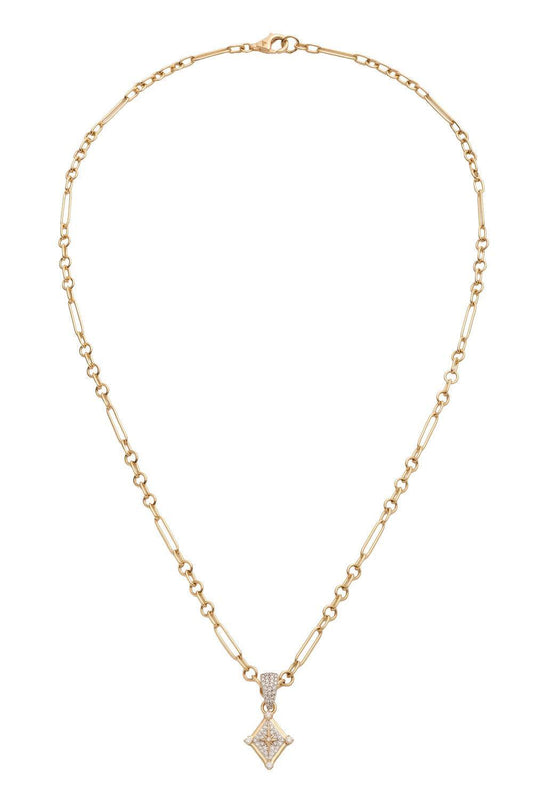 Diamond Small Inner Light Mixed Belcher Extension Necklace-YELLOW GOLD-JEWELRYFINE JEWELNECKLACE O-FOUNDRAE