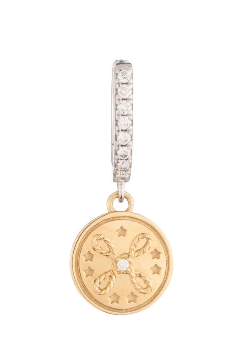 True Love - Diamond Love Knot Medallion Hoop Earring-YELLOW GOLD-JEWELRYFINE JEWELEARRING-FOUNDRAE