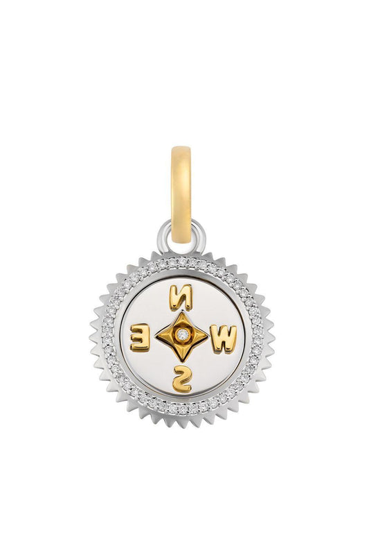 Diamond Baby Internal Compass Medallion-YELLOW GOLD-JEWELRYFINE JEWELPENDANT-FOUNDRAE