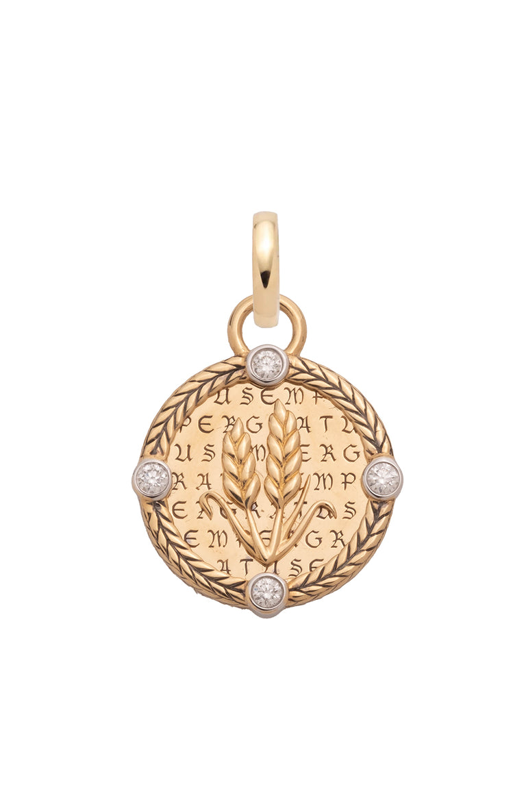 Diamond Infinite Gratitude Braided Wheat Baby Medallion