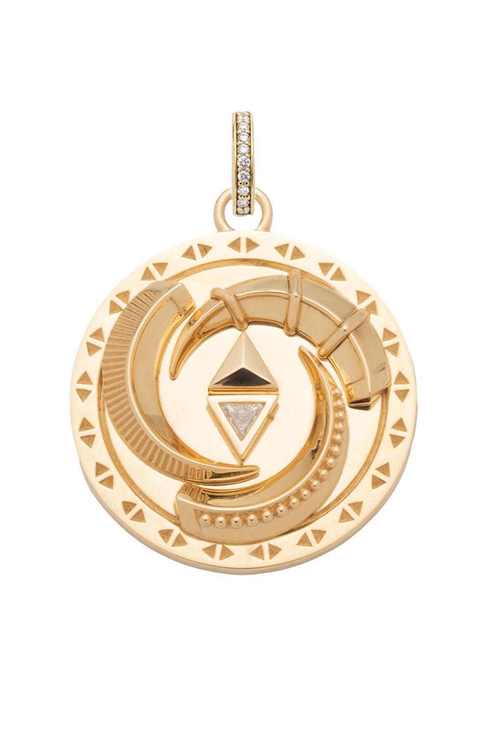 Protection La Loba Claw Triskele Large Medallion-YELLOW GOLD-JEWELRYFINE JEWELPENDANT-FOUNDRAE